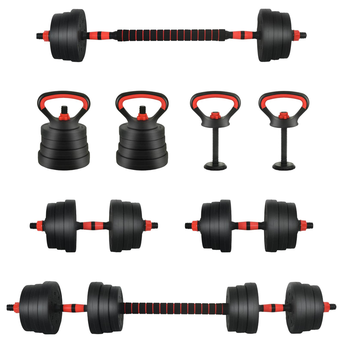 4-I-1 Manual, Vektstang Og Kettlebell Sett 20Kg 20Kg