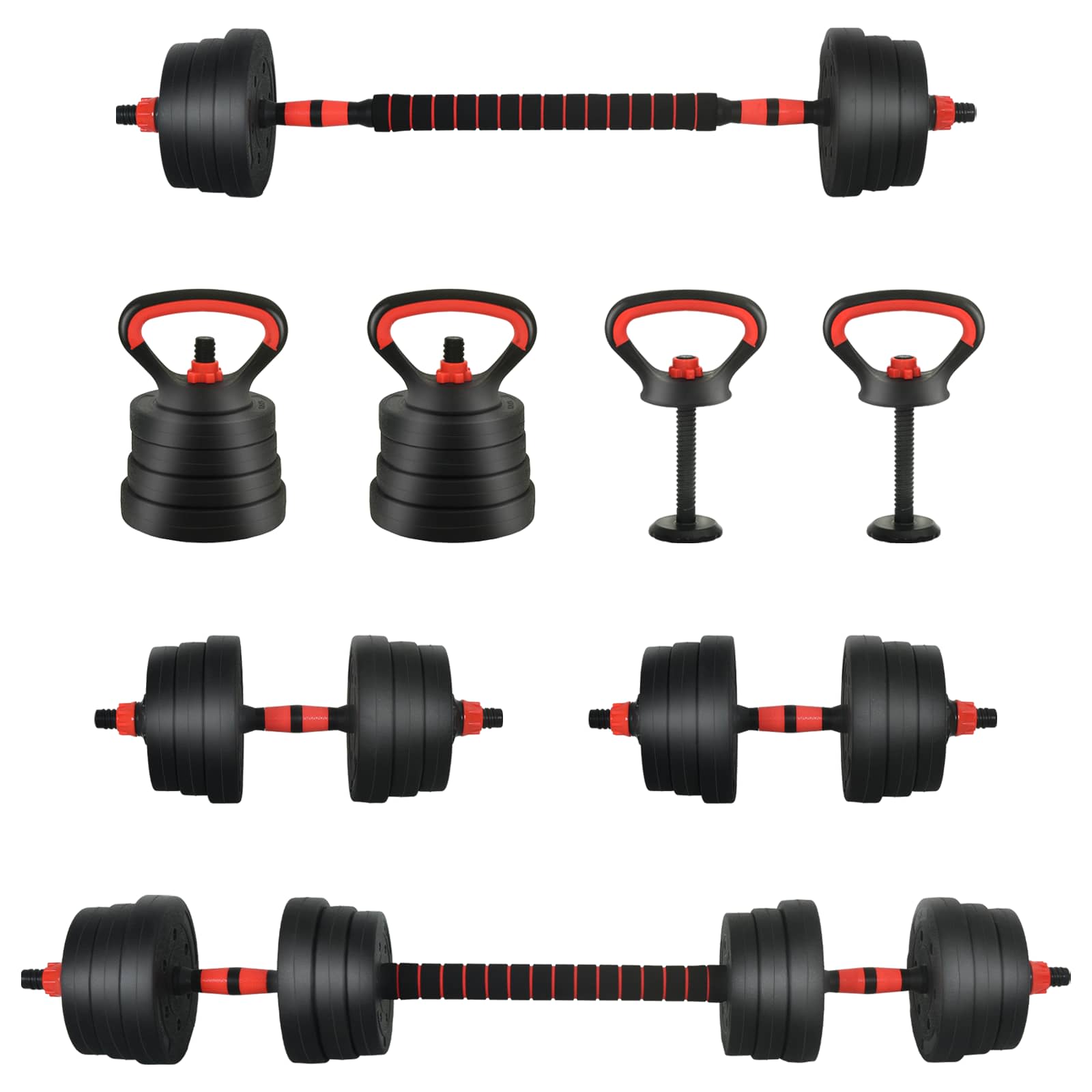 4-I-1 Manual, Vektstang Og Kettlebell Sett 20Kg 20Kg