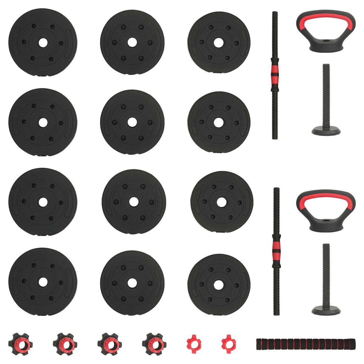 4-I-1 Manual, Vektstang Og Kettlebell Sett 20Kg 20Kg