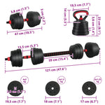 4-I-1 Manual, Vektstang Og Kettlebell Sett 20Kg 20Kg