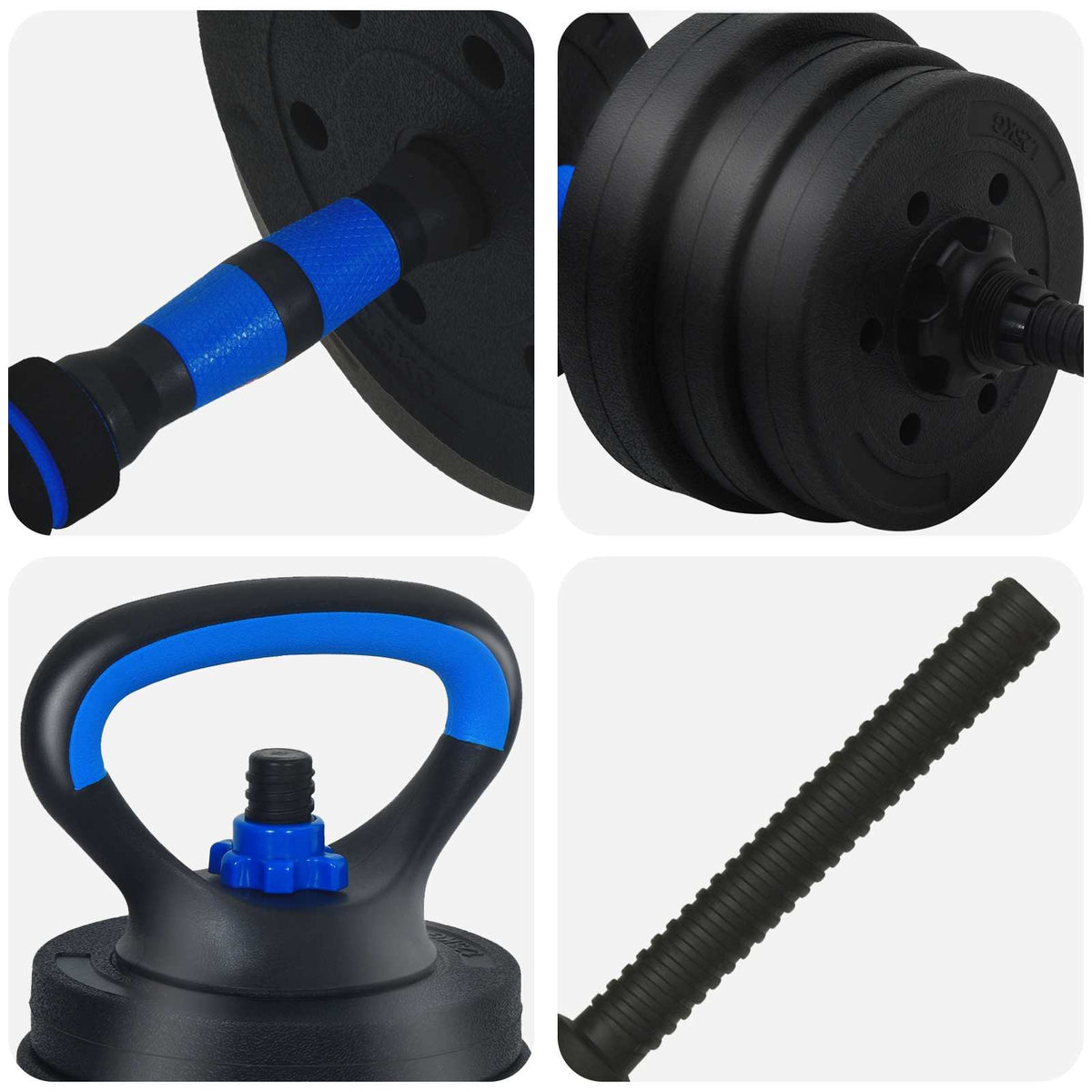 4-I-1 Manual, Vektstang Og Kettlebell Sett 20Kg 20Kg