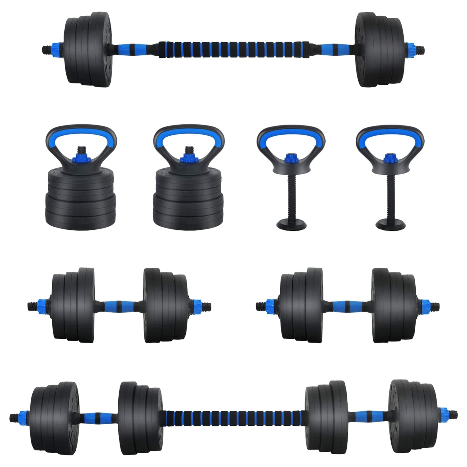 4-I-1 Manual, Vektstang Og Kettlebell Sett 20Kg 20Kg