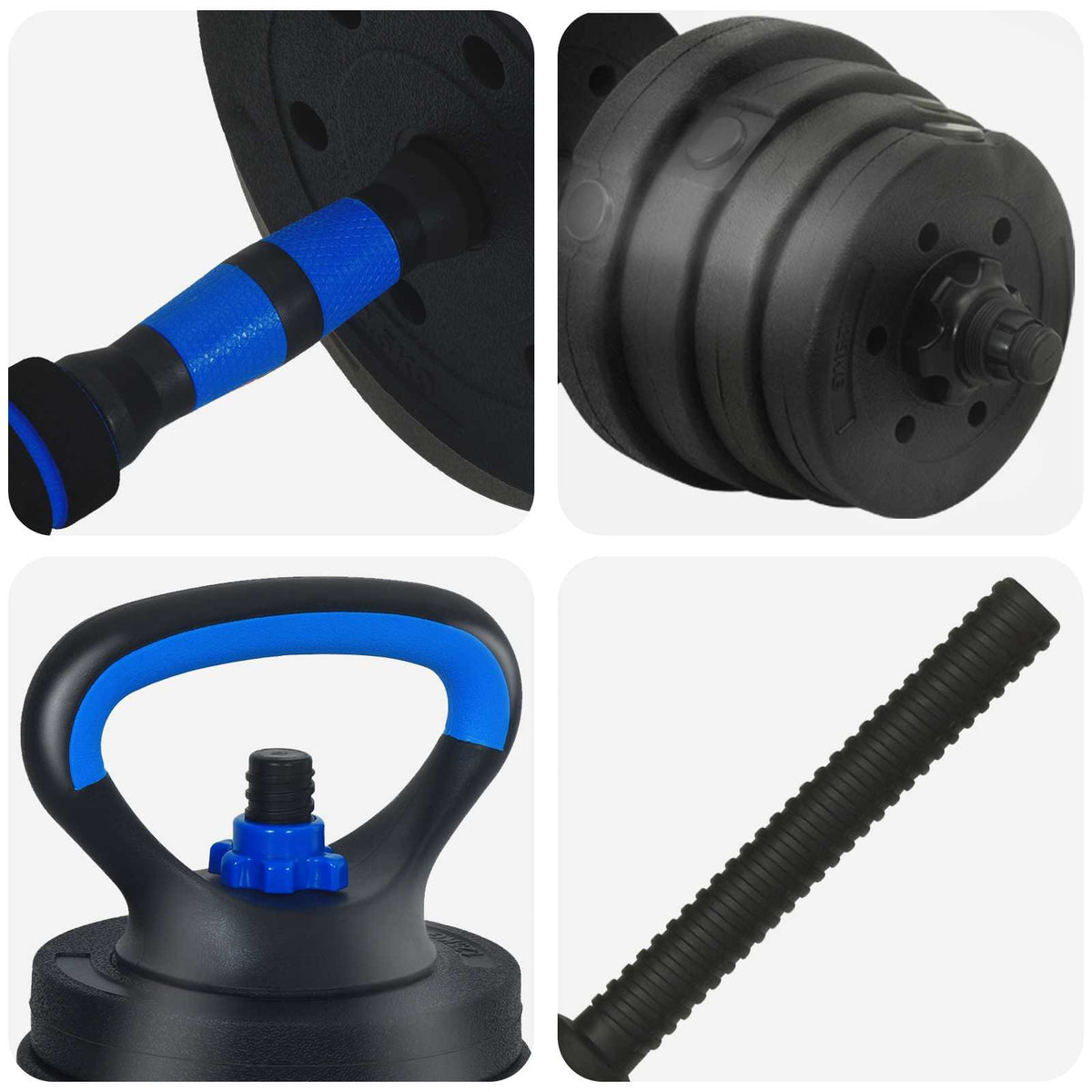 4-I-1 Manual, Vektstang Og Kettlebell Sett 30Kg 30Kg