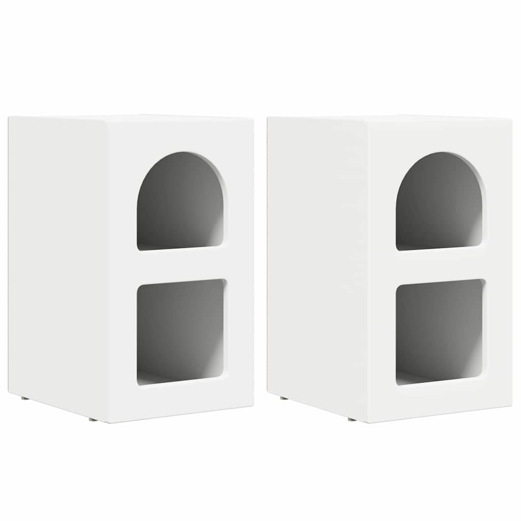 Nattbord 2 Pcs Hvit 29,5 X 35 X 50 Cm Konstruert Tre