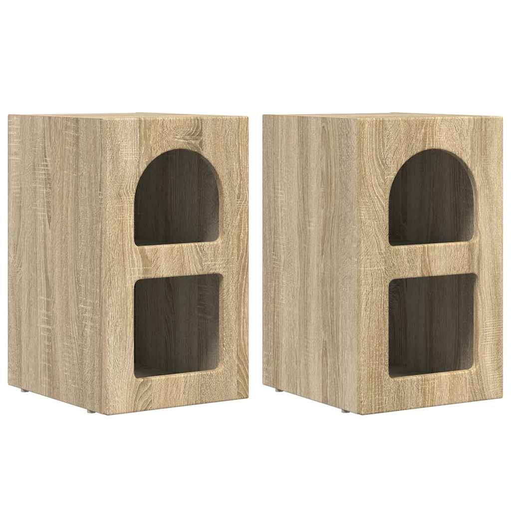 Nattbord 2 Pcs Sonoma Eik 29,5 X 35 X 50 Cm Konstruert Tre