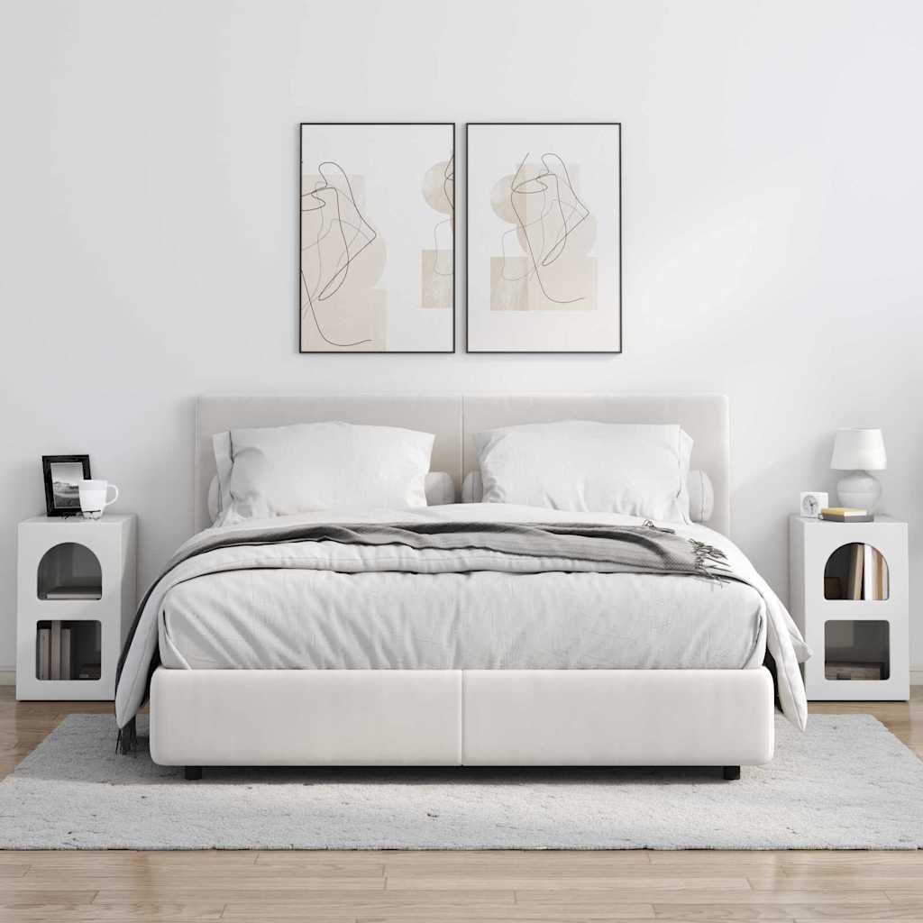 Nattbord 2 Pcs Høyglanset Hvit 29,5 X 35 X 50 Cm Konstruert Tre