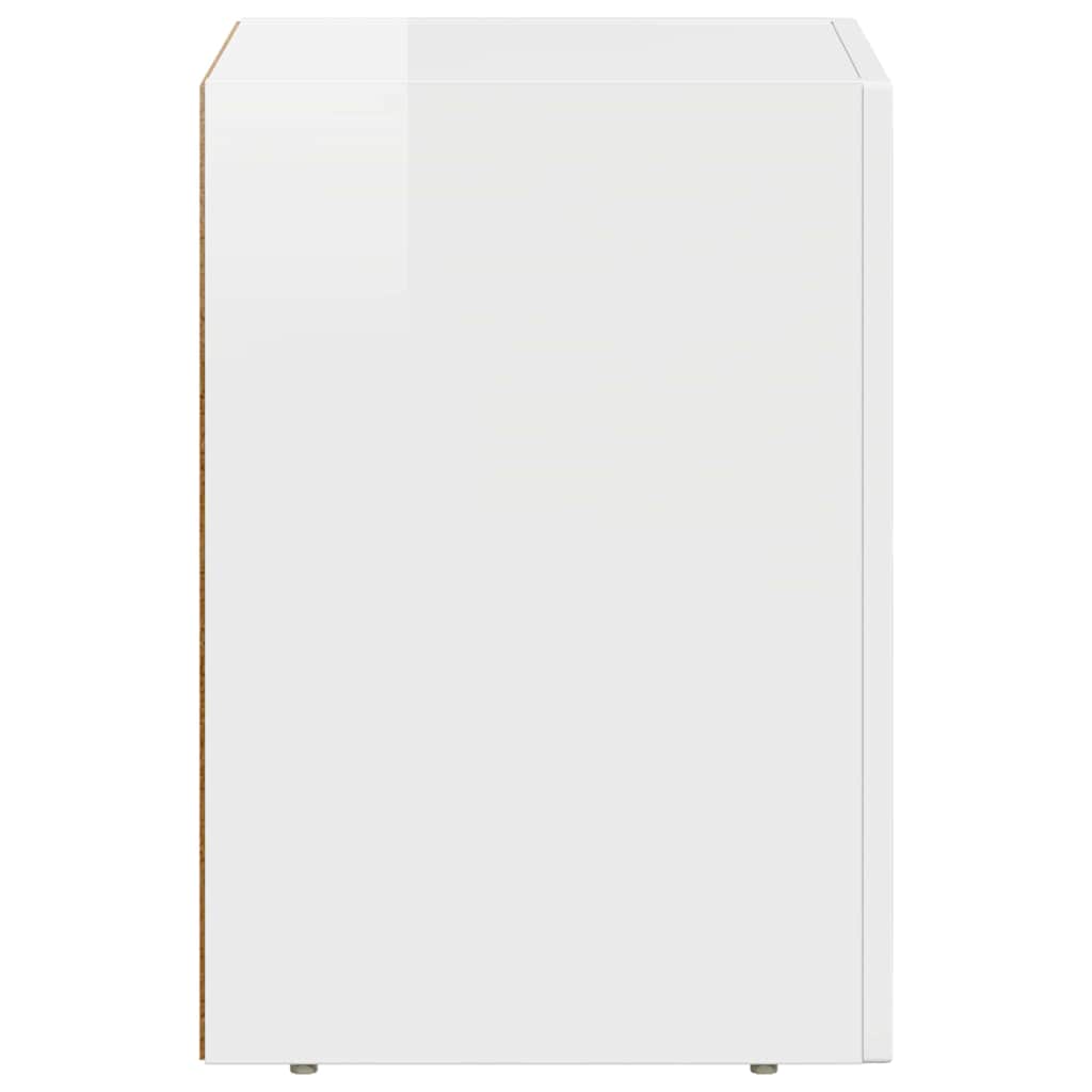 Nattbord 2 Pcs Høyglanset Hvit 29,5 X 35 X 50 Cm Konstruert Tre
