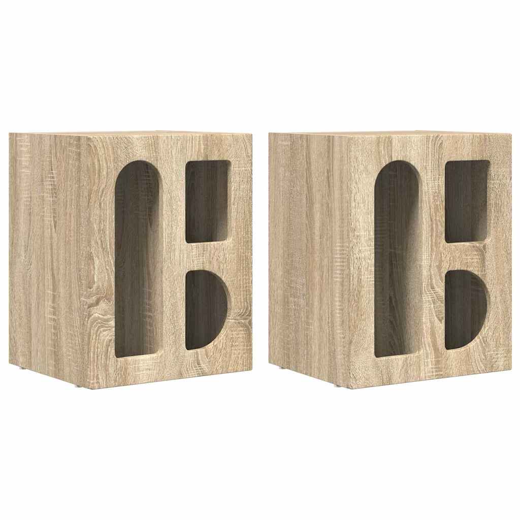 Nattbord 2 Pcs Sonoma Eik 40 X 35 X 50 Cm Konstruert Tre