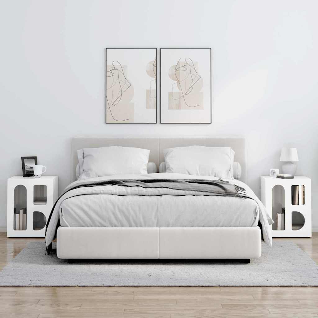 Nattbord 2 Pcs Høyglanset Hvit 40 X 35 X 50 Cm Konstruert Tre