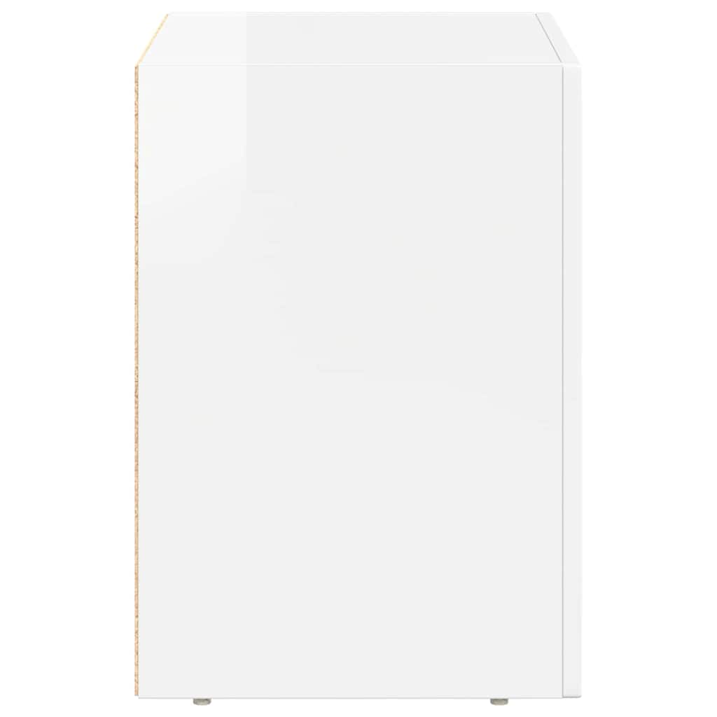 Nattbord 2 Pcs Høyglanset Hvit 40 X 35 X 50 Cm Konstruert Tre