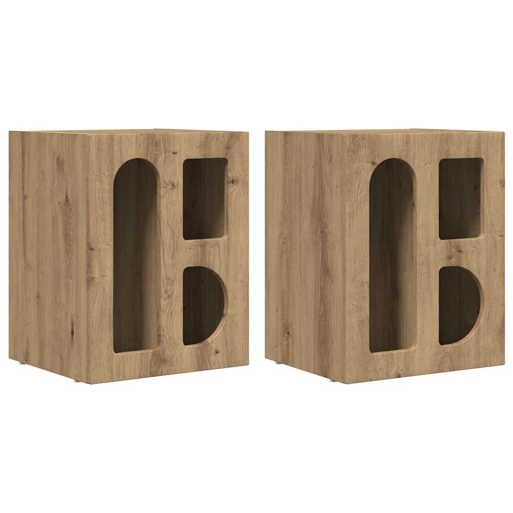 Nattbord 2 Pcs Artisan Eik 40 X 35 X 50 Cm Konstruert Tre