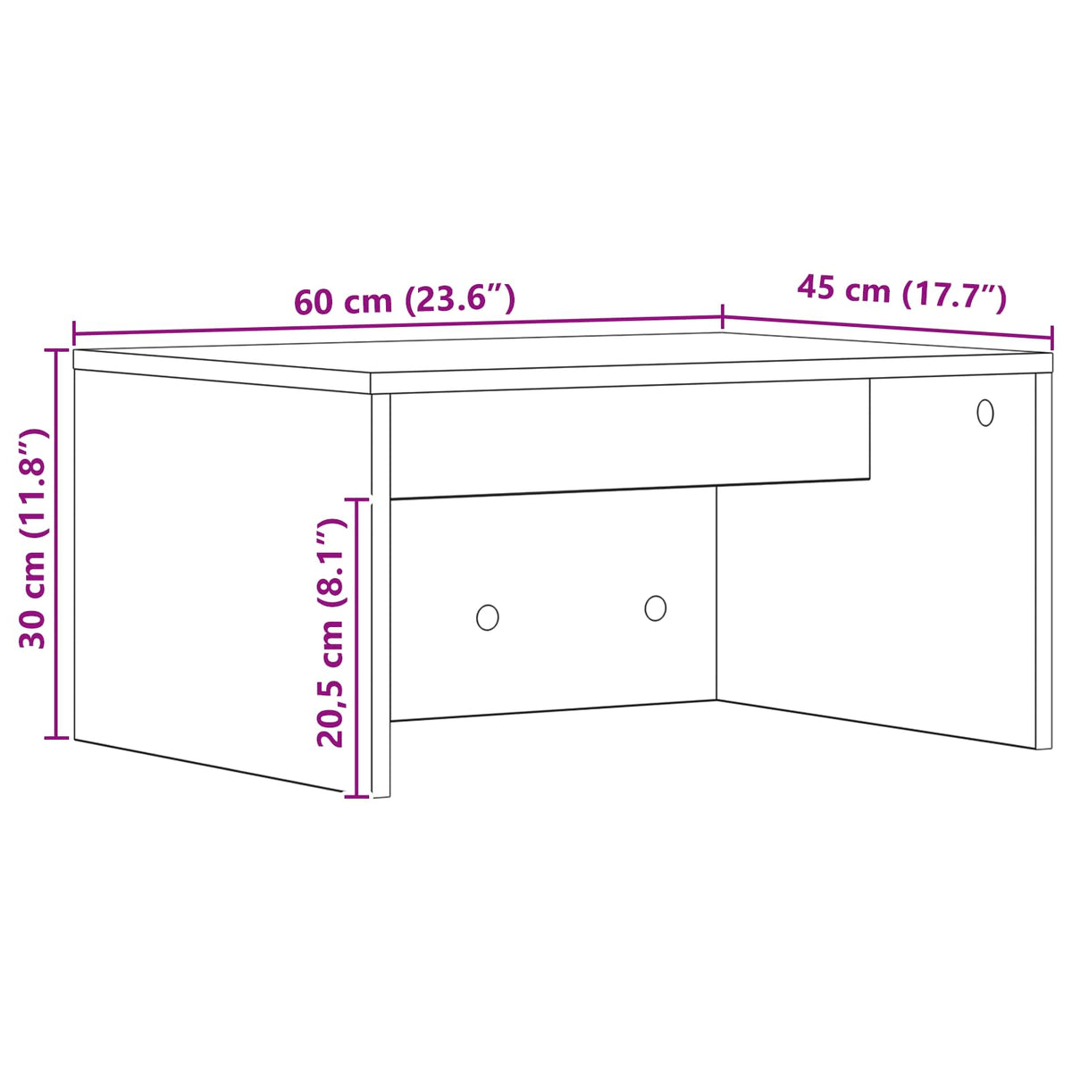 Veggmontert Skrivebord Veggmontert Grå Sonoma 60 X 45 X 30 Cm
