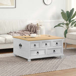 Storage Box Med Skuff Hvit 90 X 78 X 45 Cm Massiv Furu