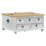 Storage Box Med Skuff Hvit 90 X 78 X 45 Cm Massiv Furu