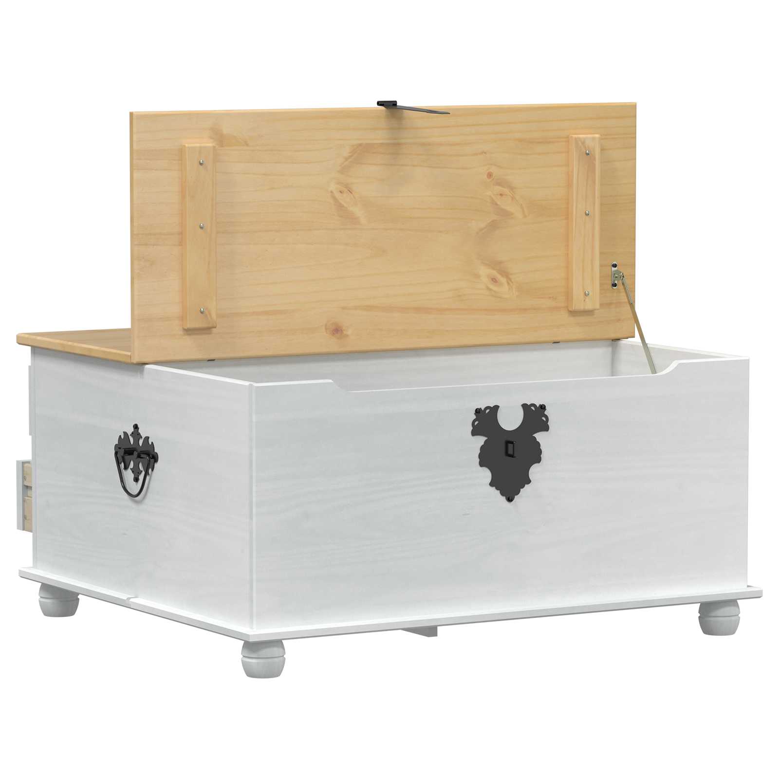 Storage Box Med Skuff Hvit 90 X 78 X 45 Cm Massiv Furu