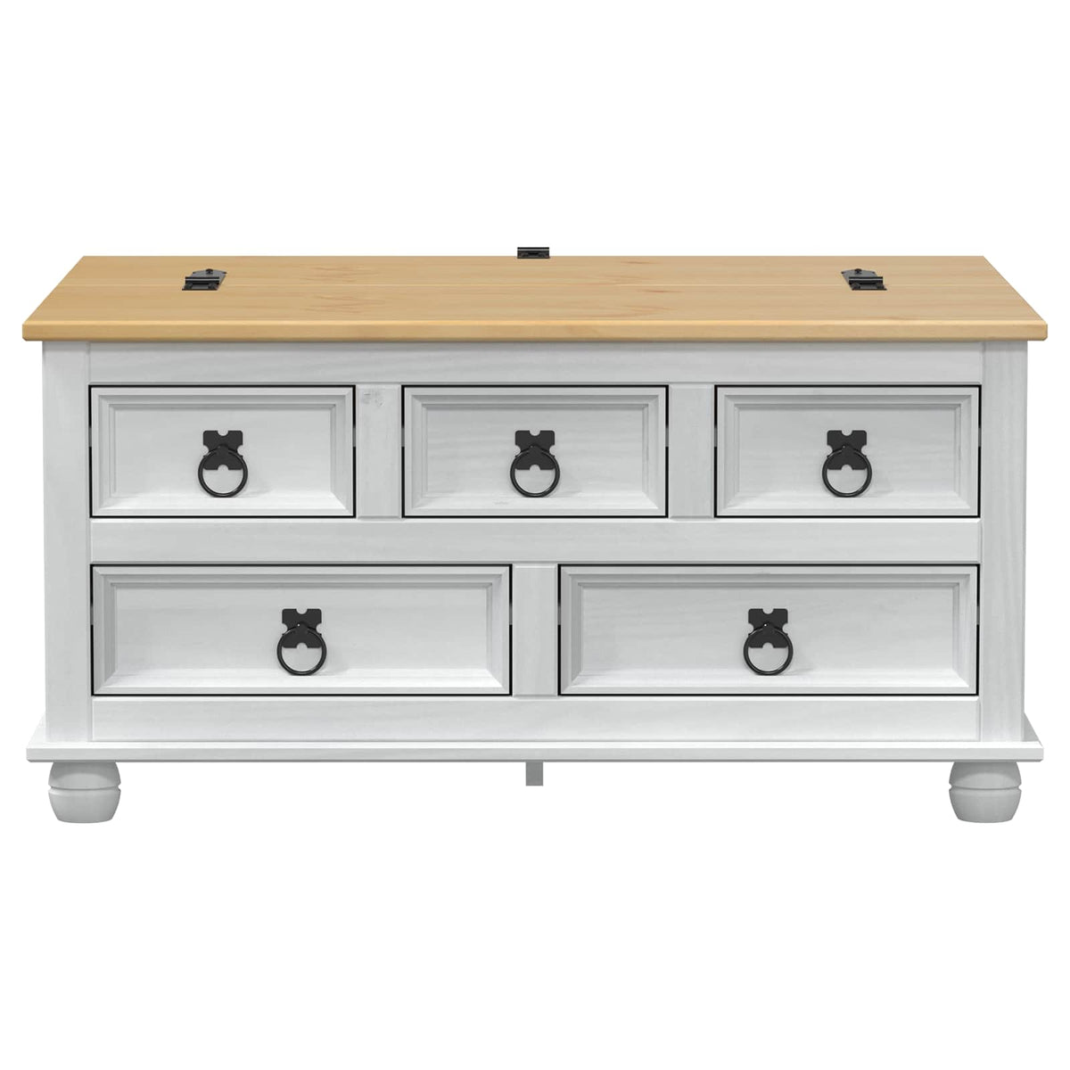 Storage Box Med Skuff Hvit 90 X 78 X 45 Cm Massiv Furu