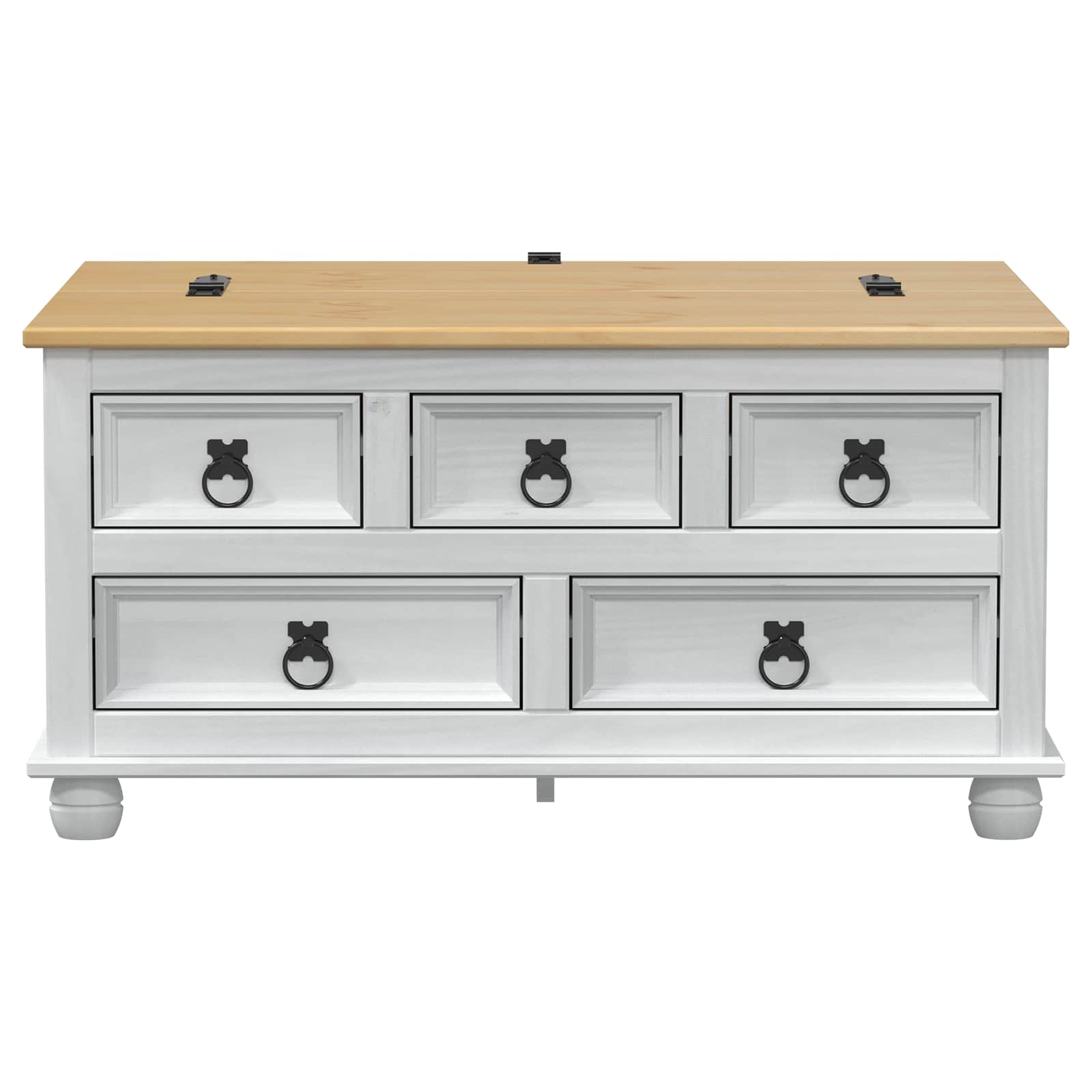 Storage Box Med Skuff Hvit 90 X 78 X 45 Cm Massiv Furu