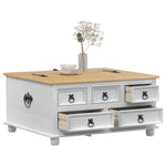 Storage Box Med Skuff Hvit 90 X 78 X 45 Cm Massiv Furu