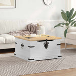 Storage Box Med Hylle Hvit 78 X 78 X 45 Cm Massiv Furu