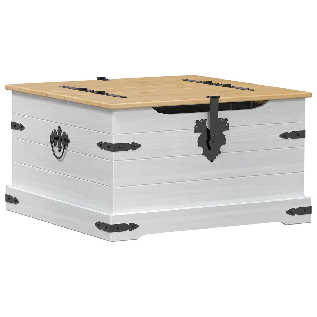 Storage Box Med Hylle Hvit 78 X 78 X 45 Cm Massiv Furu