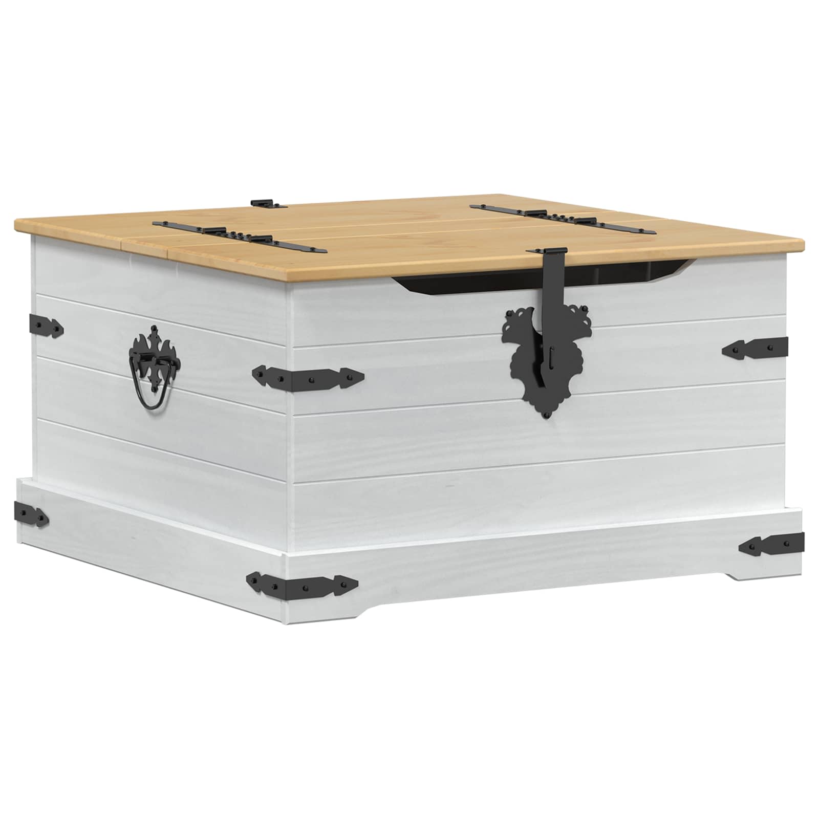 Storage Box Med Hylle Hvit 78 X 78 X 45 Cm Massiv Furu