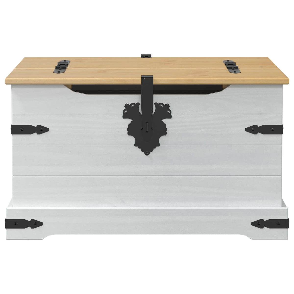 Storage Box Med Hylle Hvit 78 X 78 X 45 Cm Massiv Furu