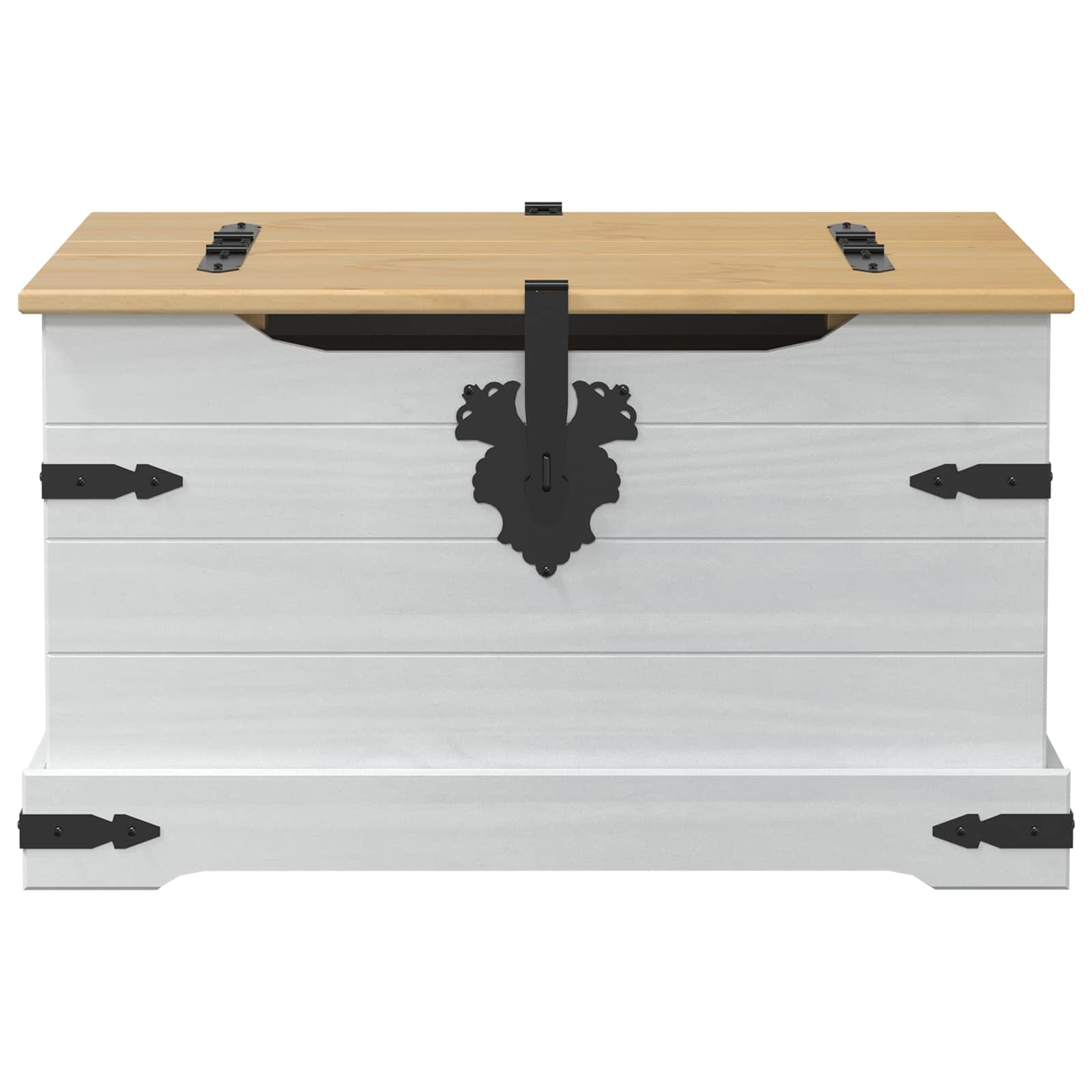 Storage Box Med Hylle Hvit 78 X 78 X 45 Cm Massiv Furu