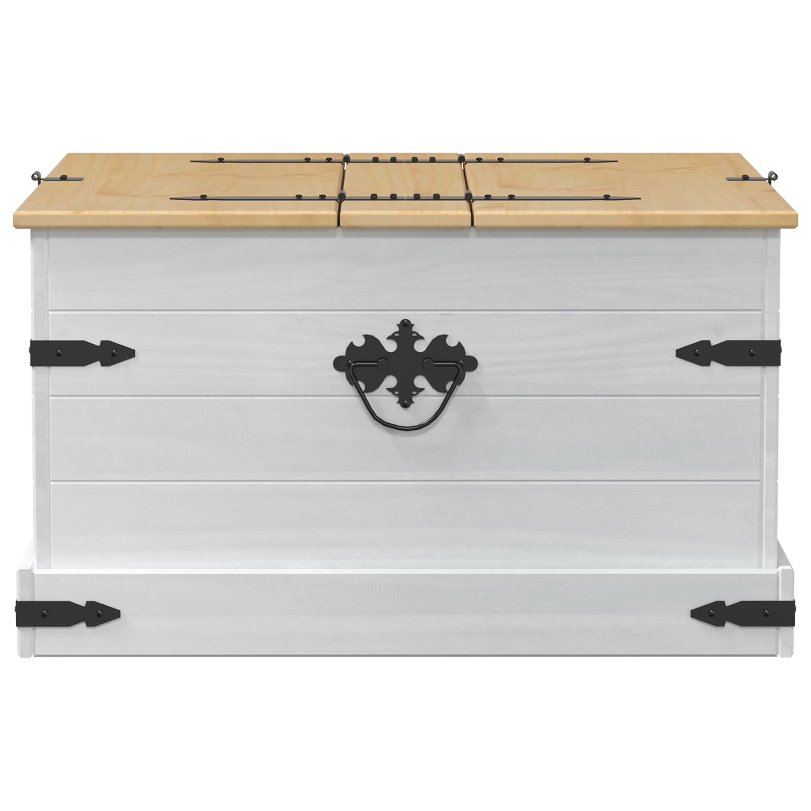 Storage Box Med Hylle Hvit 78 X 78 X 45 Cm Massiv Furu