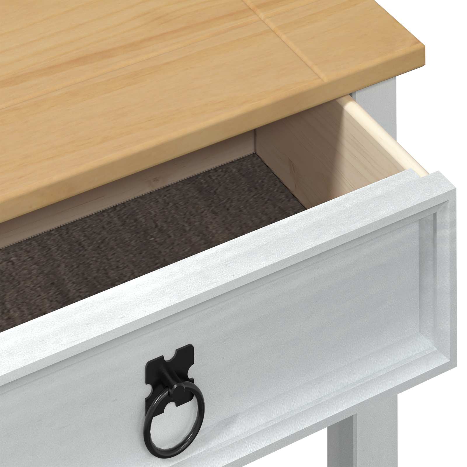 Konsollbord Med Skuff Hvit 55 X 35 X 73 Cm Massiv Furu