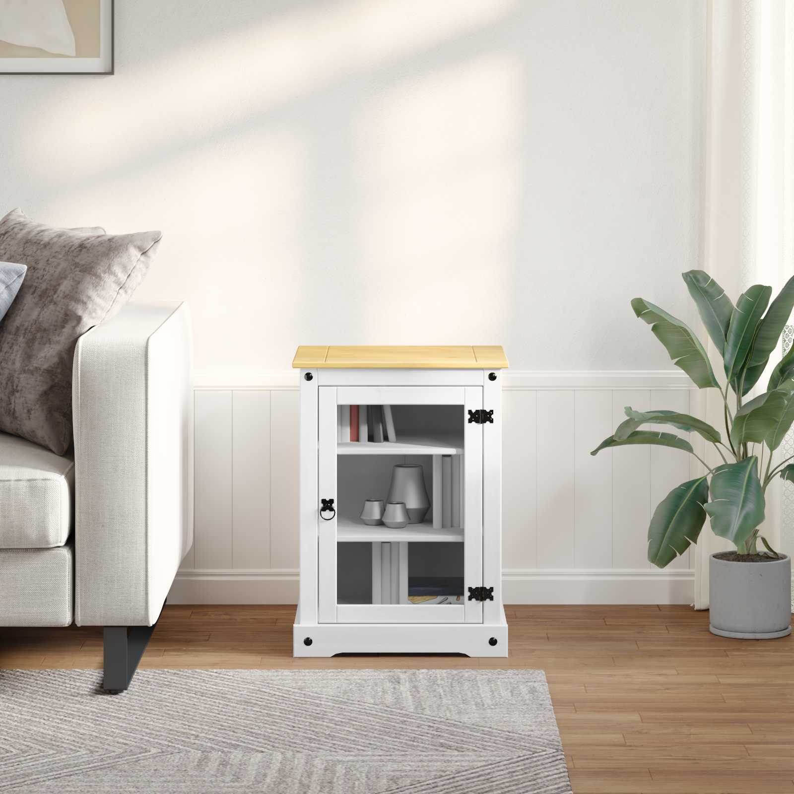 Hifi Skap Hvit 60 X 50 X 82 Cm Massiv Furu