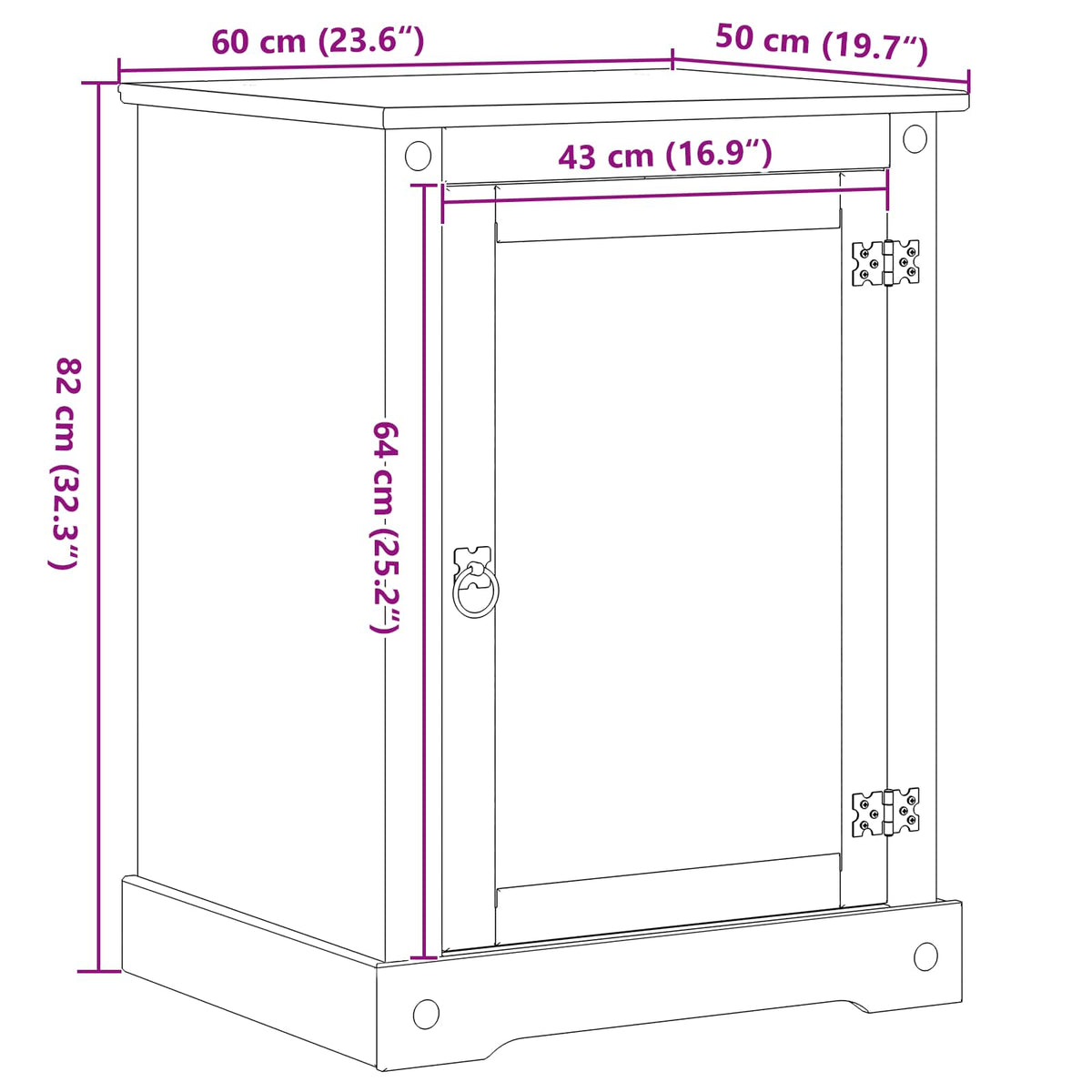 Hifi Skap Hvit 60 X 50 X 82 Cm Massiv Furu