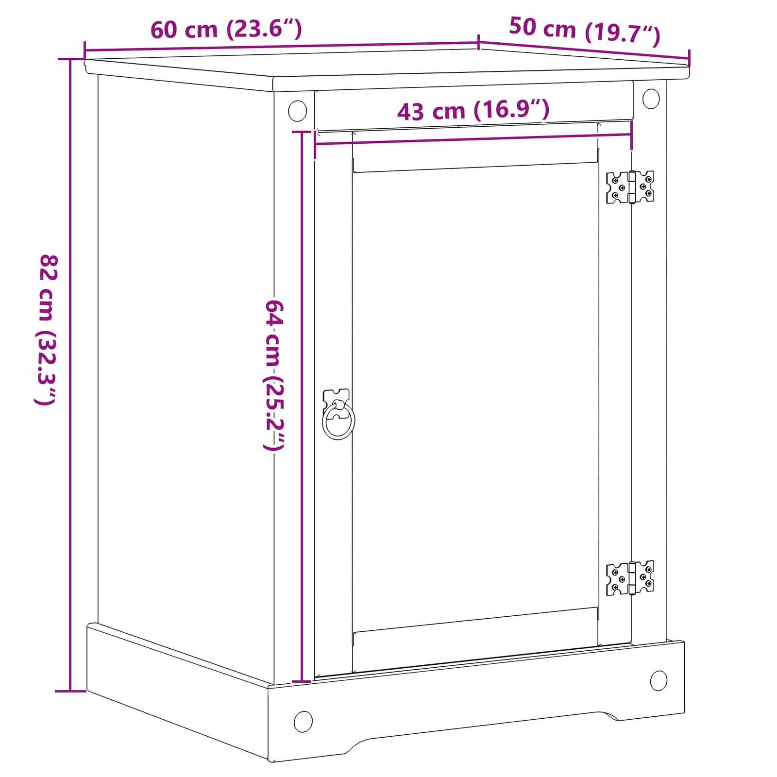 Hifi Skap Hvit 60 X 50 X 82 Cm Massiv Furu