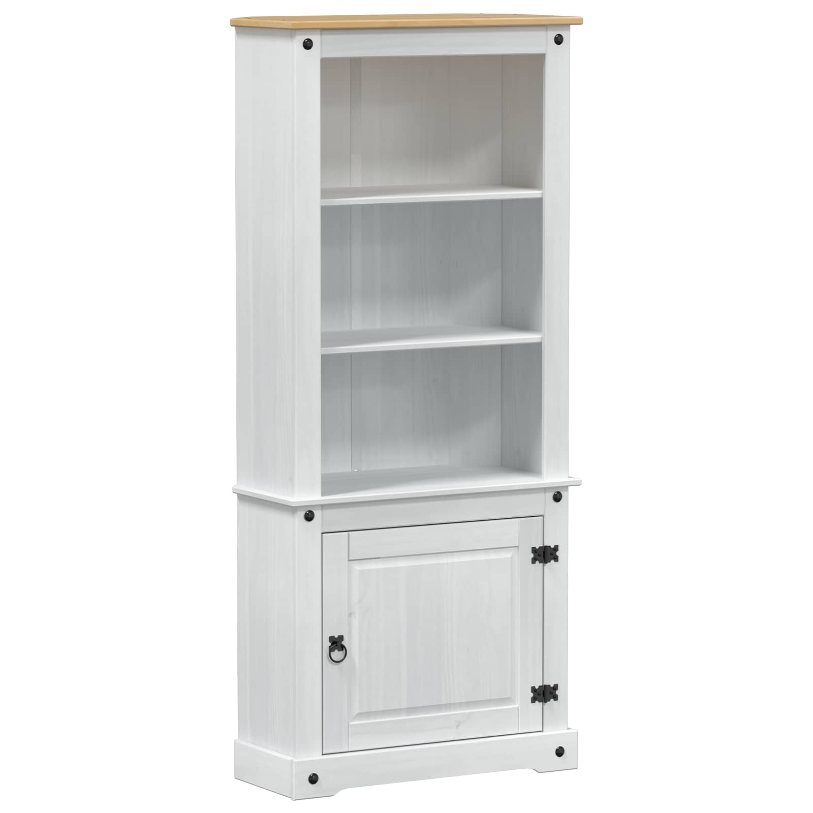 Høyskap Hvit 74 X 38 X 170 Cm Massiv Furu