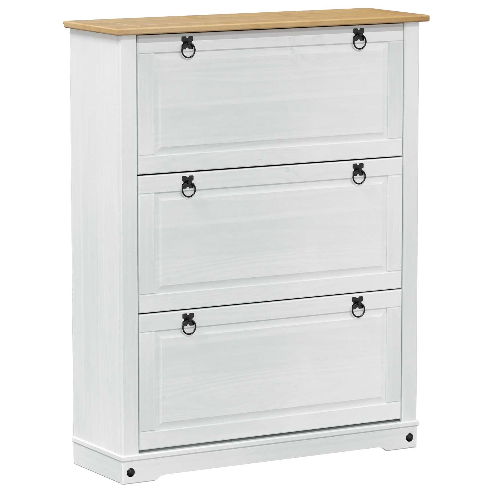 Sko Skap Med Skuff Corona Hvit 99 X 32 X 122 Cm Massiv Furu