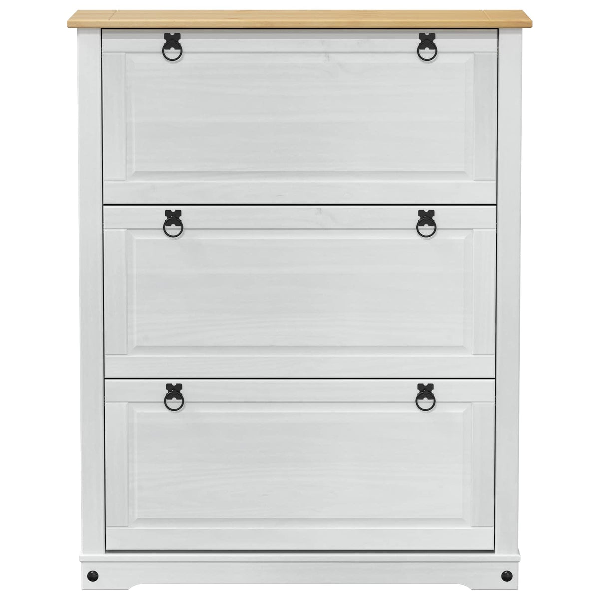 Sko Skap Med Skuff Corona Hvit 99 X 32 X 122 Cm Massiv Furu
