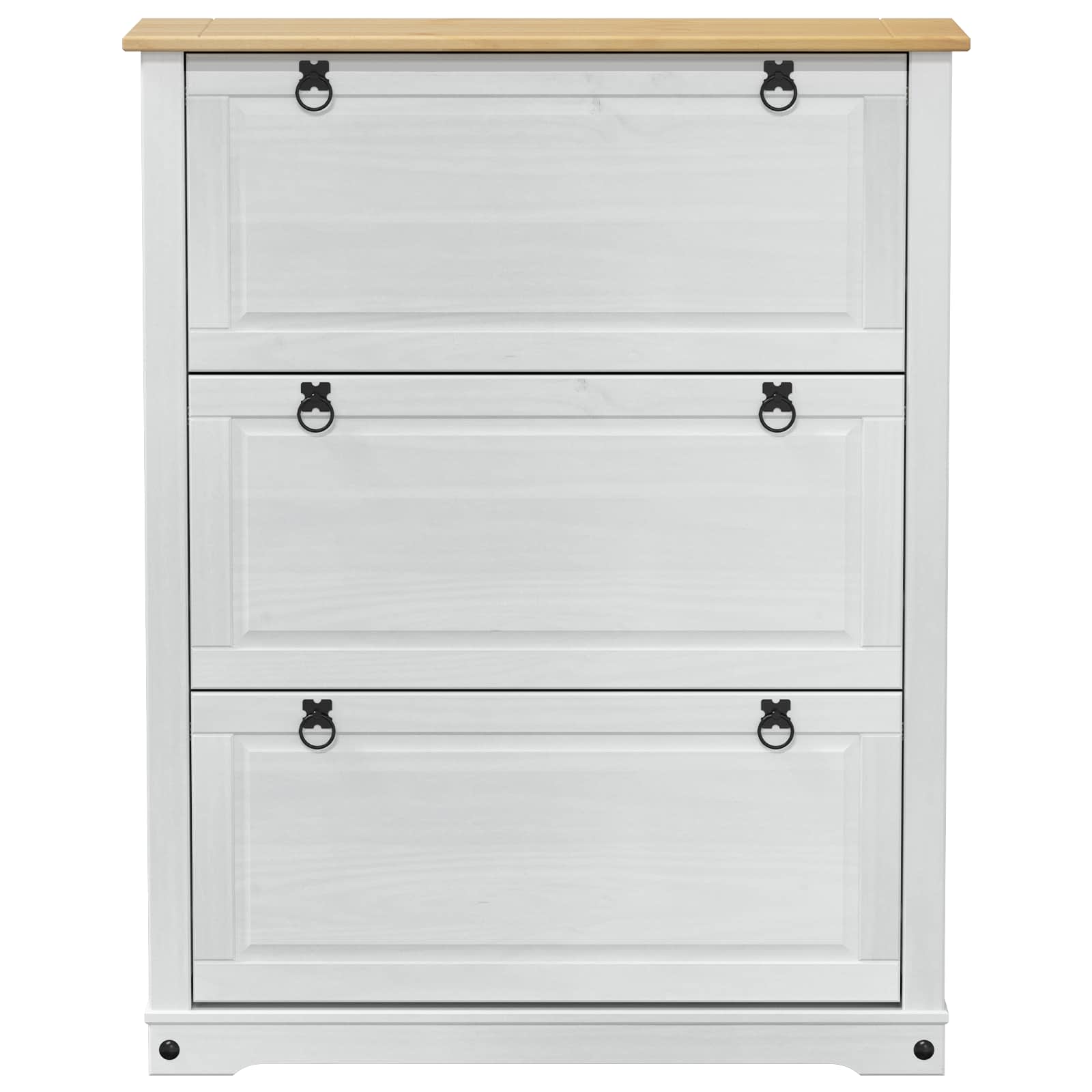 Sko Skap Med Skuff Corona Hvit 99 X 32 X 122 Cm Massiv Furu