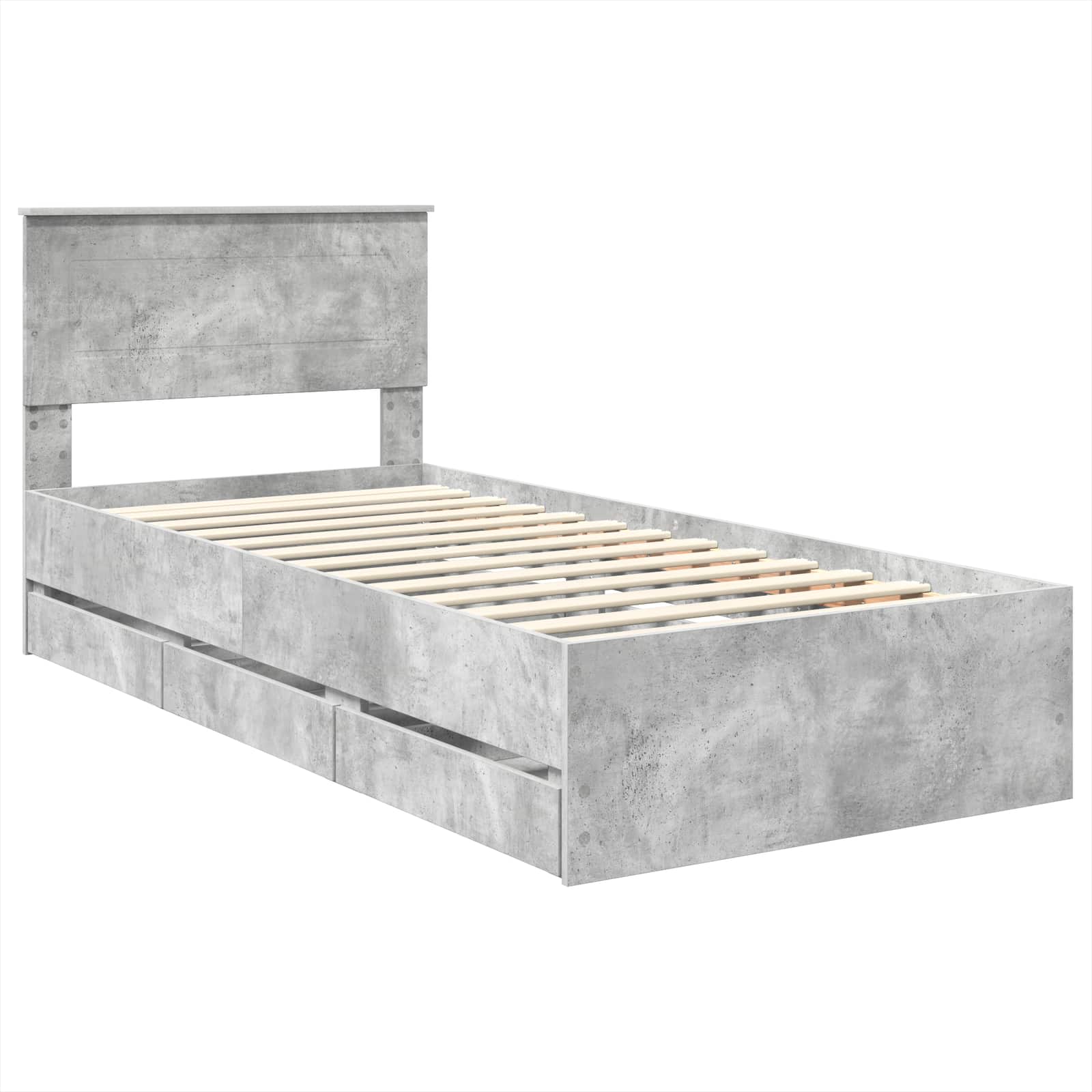 Sengestamme Med Skuff Betonggrå 90 X 200 Cm Ingeniørtre