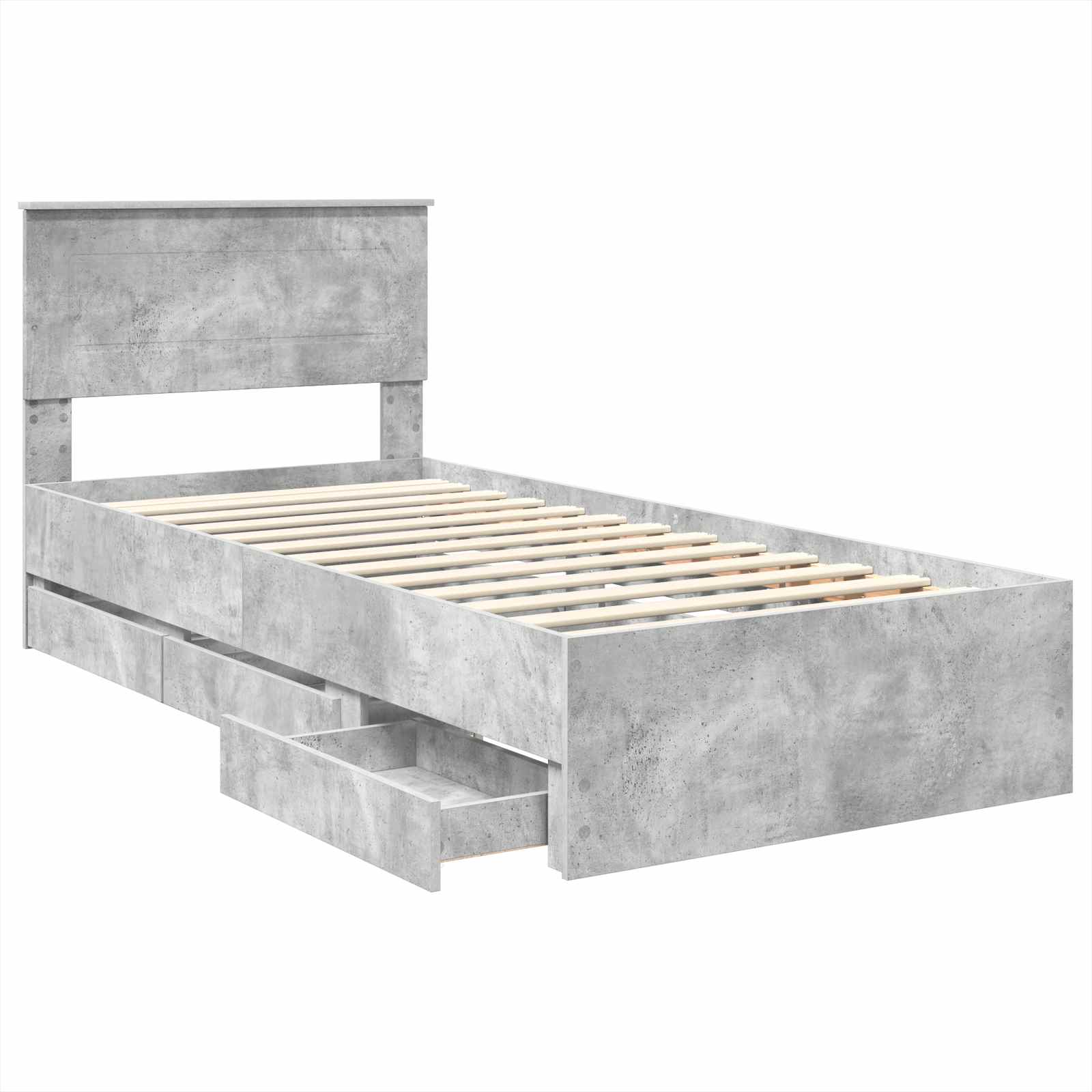 Sengestamme Med Skuff Betonggrå 90 X 200 Cm Ingeniørtre