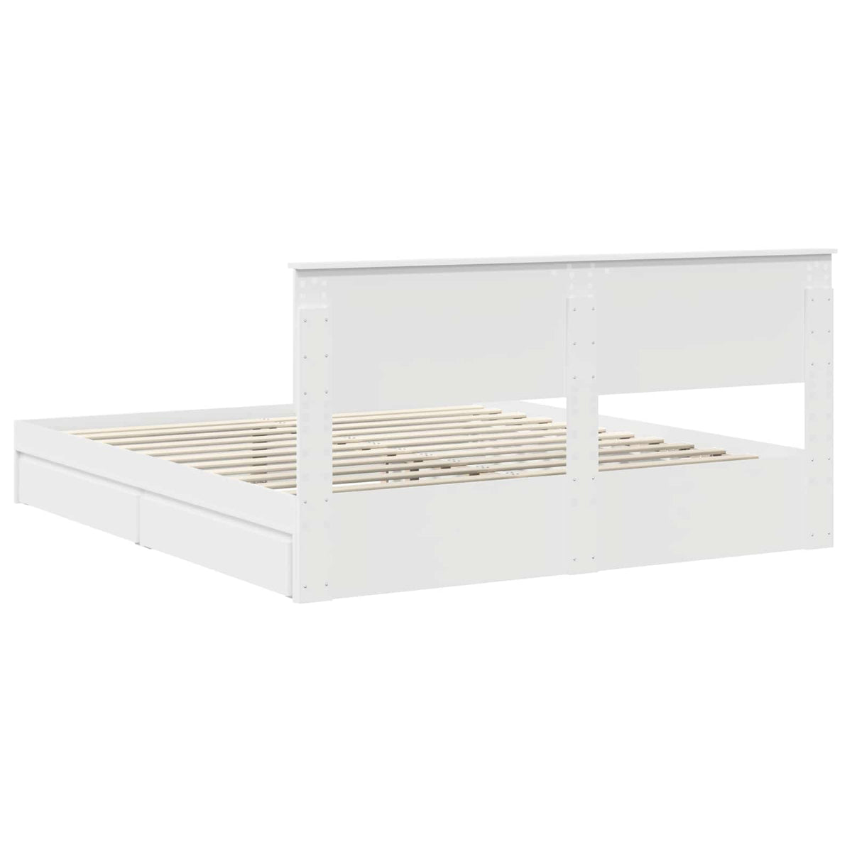 Seng Med Oppbevaring Med Skuff Hvit 180 X 200 Cm Konstruert Tre