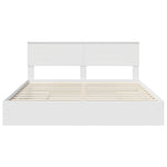 Seng Med Oppbevaring Med Skuff Hvit 180 X 200 Cm Konstruert Tre