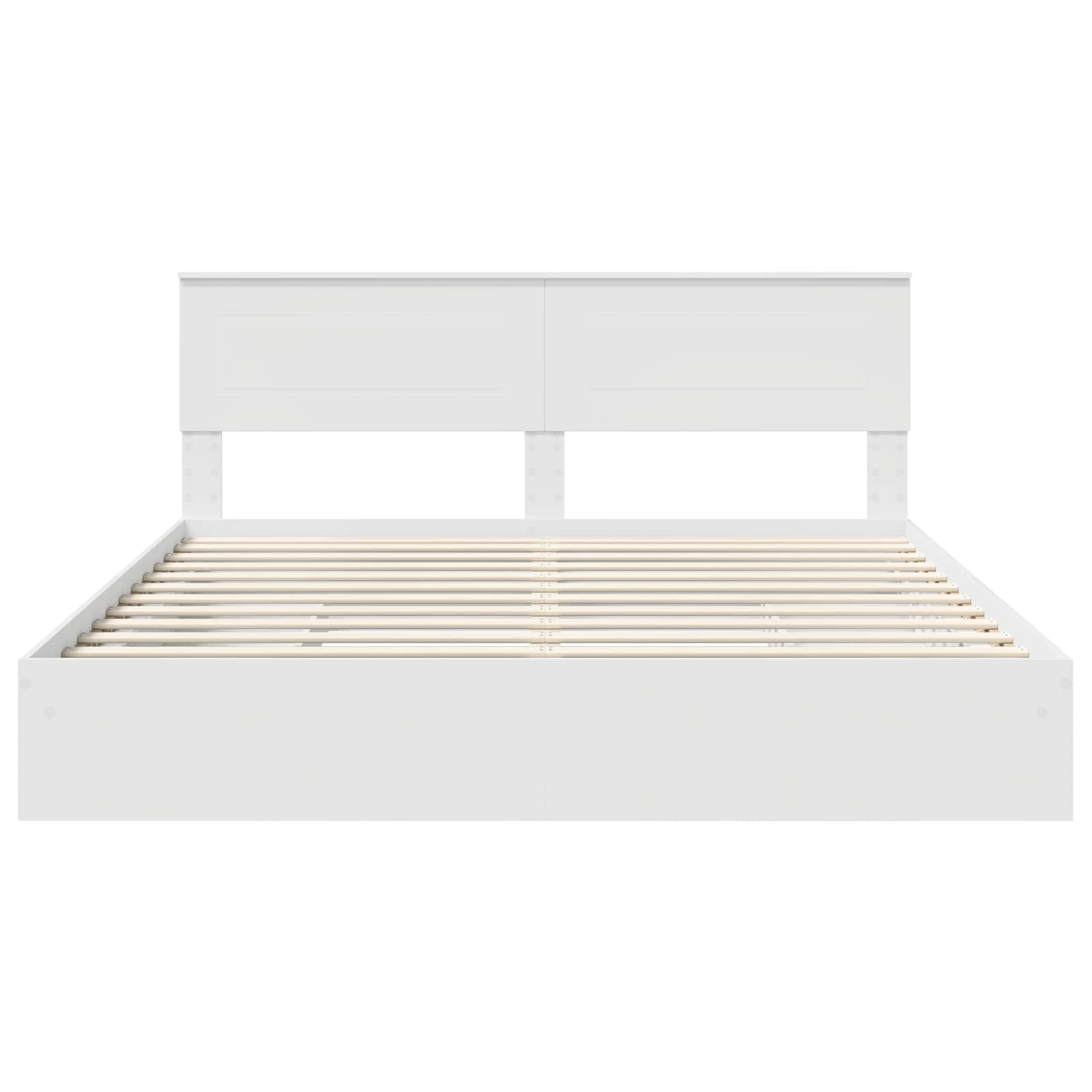 Seng Med Oppbevaring Med Skuff Hvit 180 X 200 Cm Konstruert Tre
