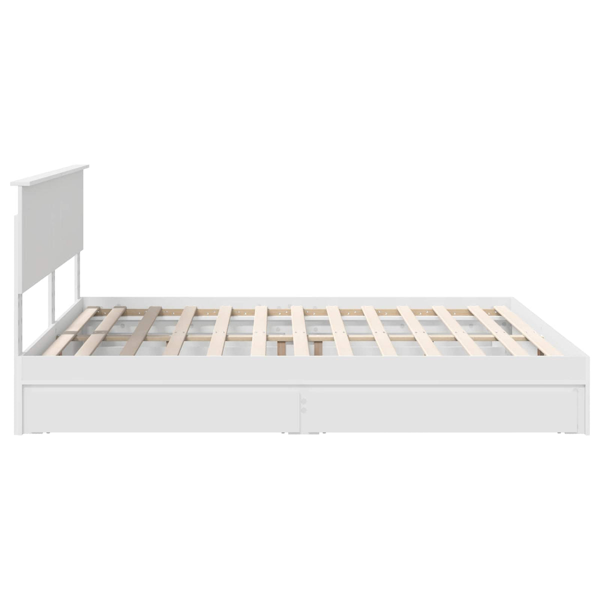 Seng Med Oppbevaring Med Skuff Hvit 180 X 200 Cm Konstruert Tre