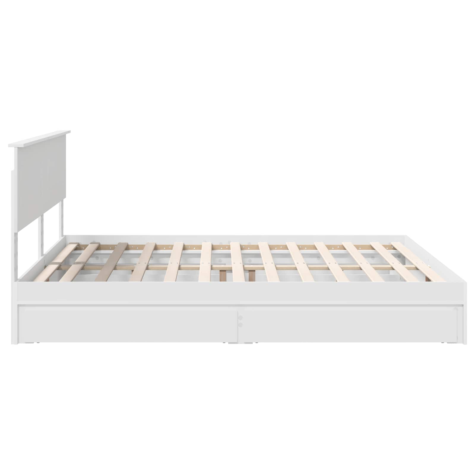 Seng Med Oppbevaring Med Skuff Hvit 180 X 200 Cm Konstruert Tre