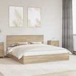 Seng Med Oppbevaring Sonoma Eik 180 X 200 Cm Konstruert Tre
