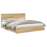 Seng Med Oppbevaring Sonoma Eik 180 X 200 Cm Konstruert Tre