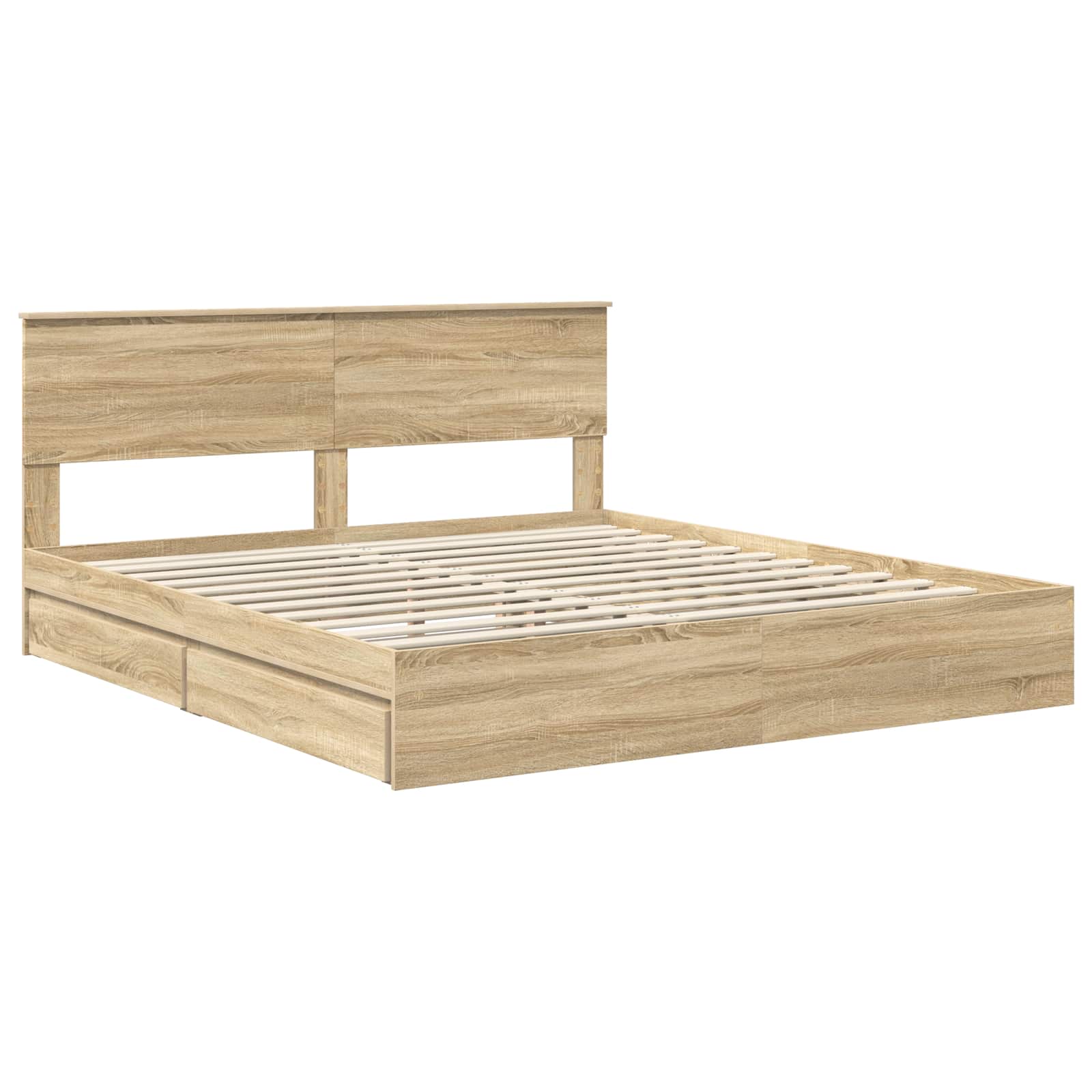 Seng Med Oppbevaring Sonoma Eik 180 X 200 Cm Konstruert Tre