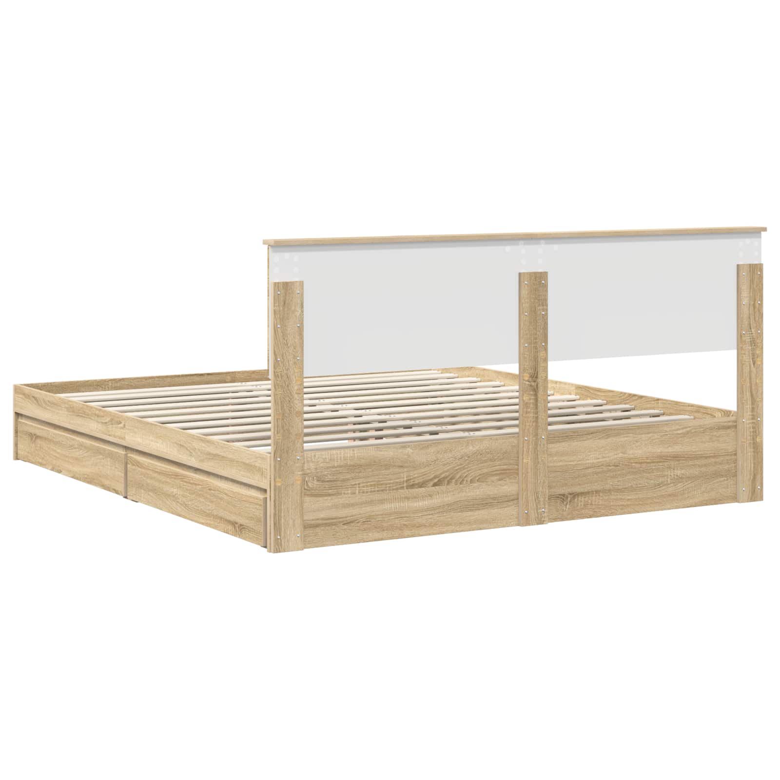 Seng Med Oppbevaring Sonoma Eik 180 X 200 Cm Konstruert Tre