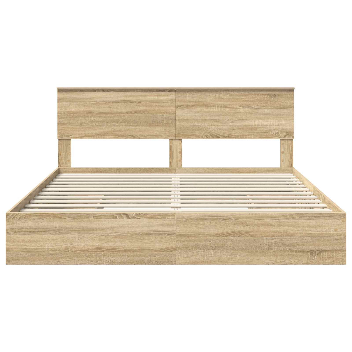 Seng Med Oppbevaring Sonoma Eik 180 X 200 Cm Konstruert Tre