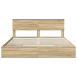 Seng Med Oppbevaring Sonoma Eik 180 X 200 Cm Konstruert Tre