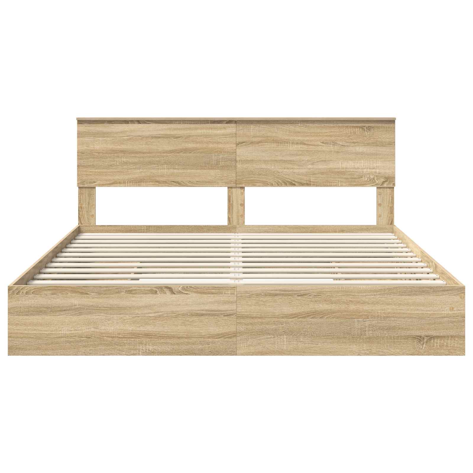 Seng Med Oppbevaring Sonoma Eik 180 X 200 Cm Konstruert Tre